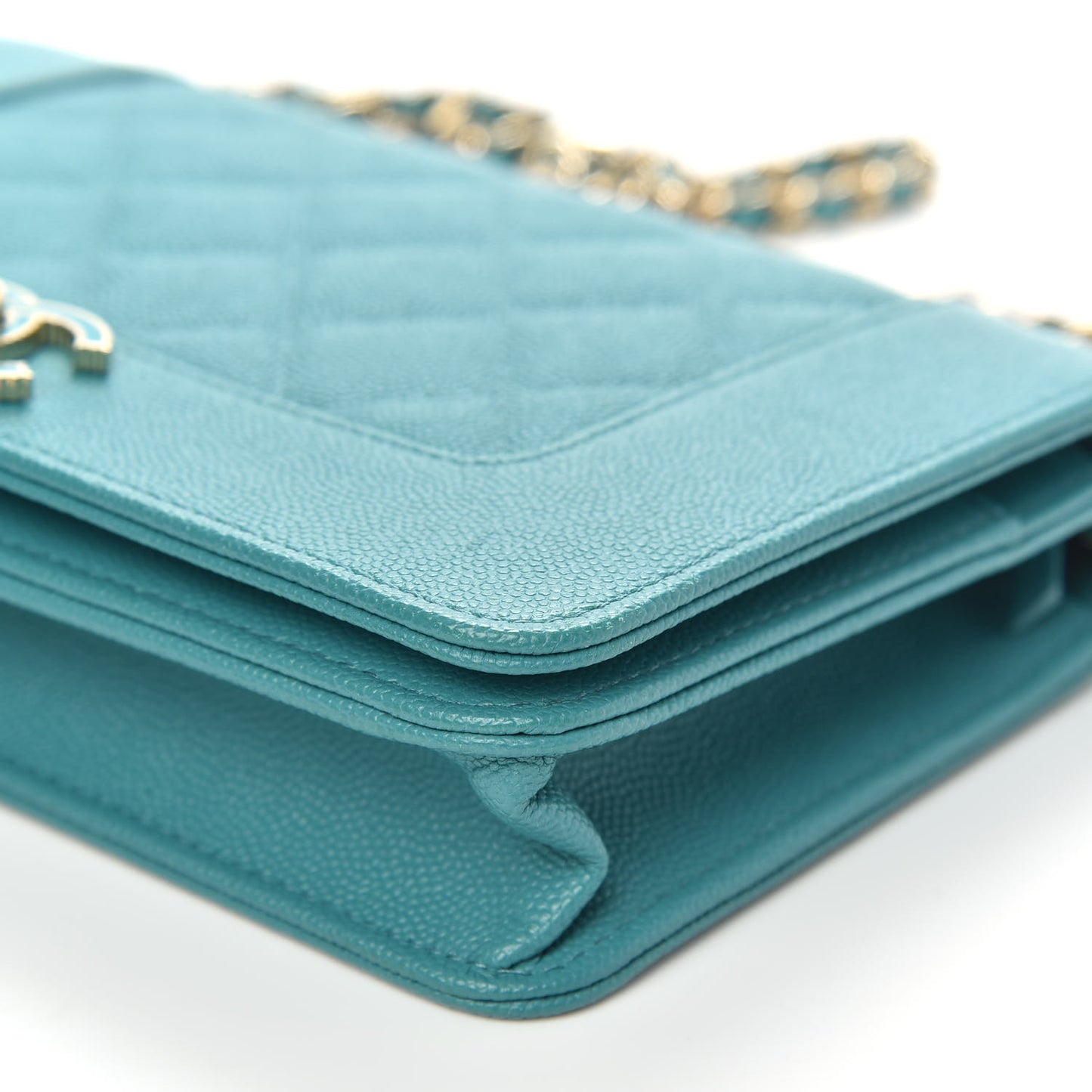 Caviar Quilted Vintage Mademoiselle Wallet On Chain WOC Turquoise