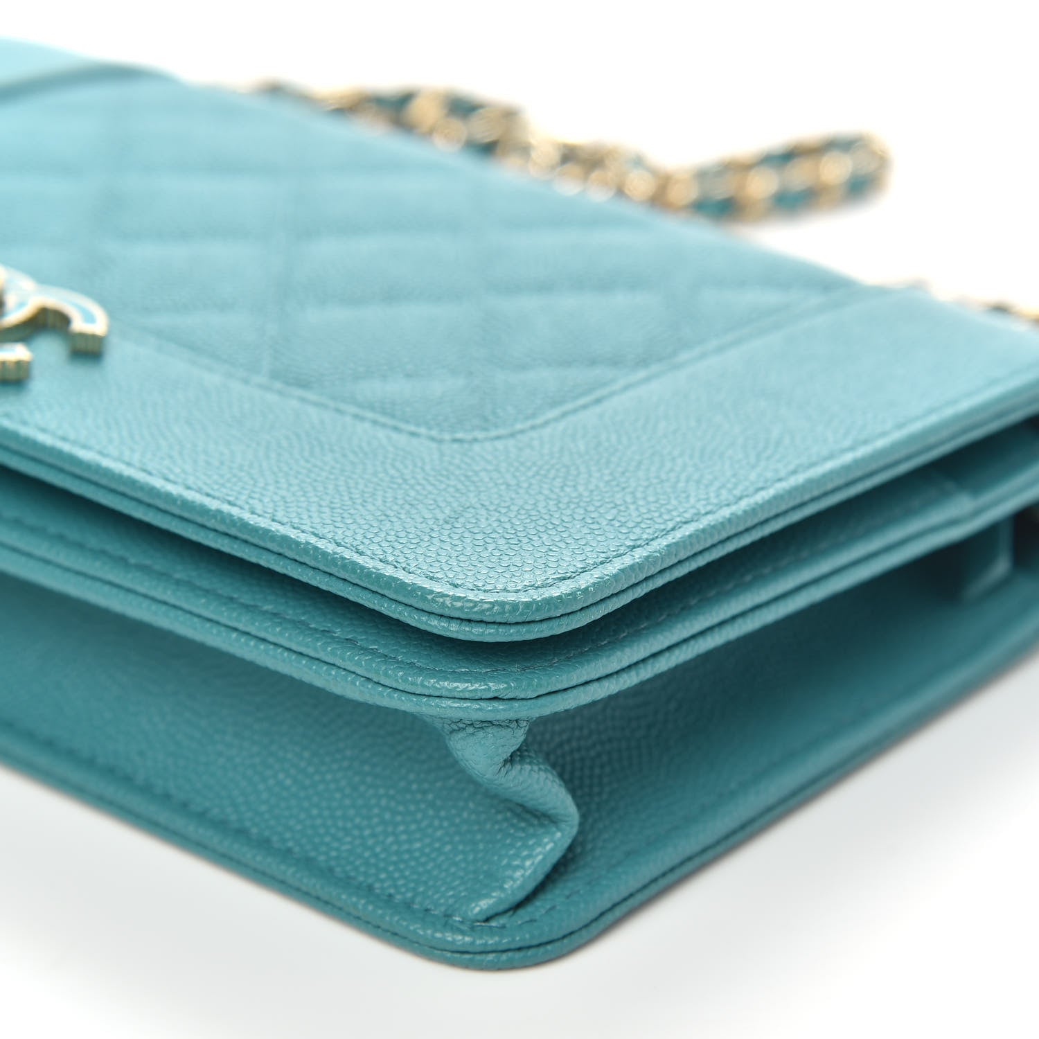 Chanel Caviar Quilted Vintage Mademoiselle Wallet On Chain WOC Turquoise 11 of 12