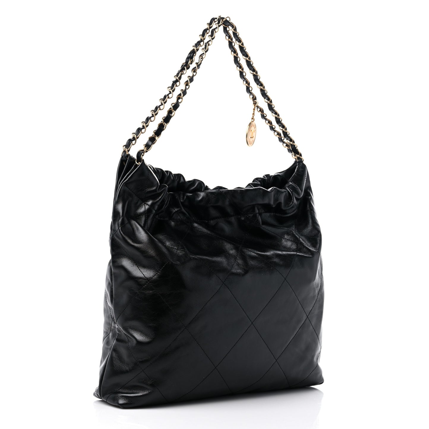 Shiny Calfskin Quilted Chanel 22 Black