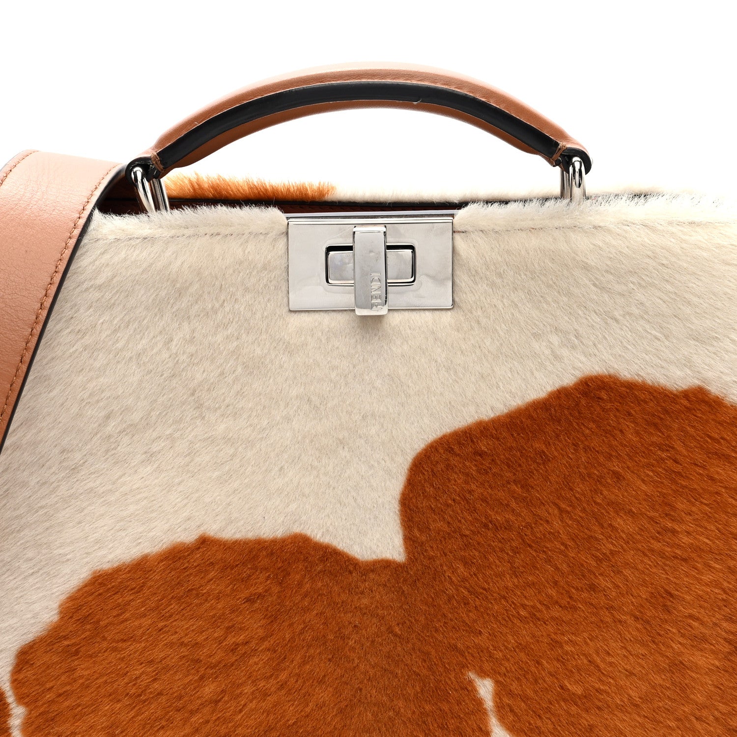 Fendi Lamb Fur Cow Print Mini Peekaboo I SEE U X Cross Satchel Saddler 8 of 10
