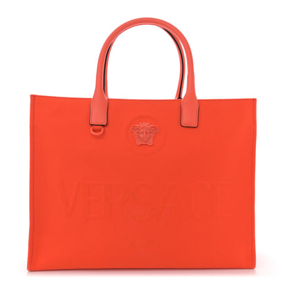 Versace Canvas Calfskin Large La Medusa Tote Bag Orange 1 of 13