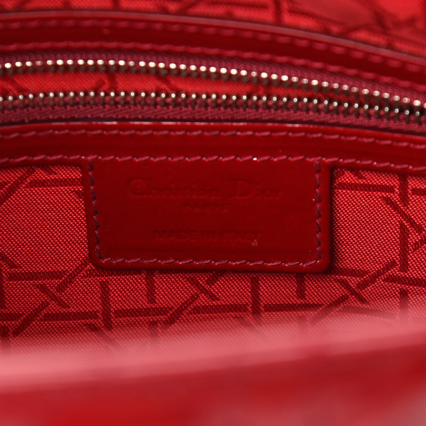 Patent Cannage Large Lady Dior Red