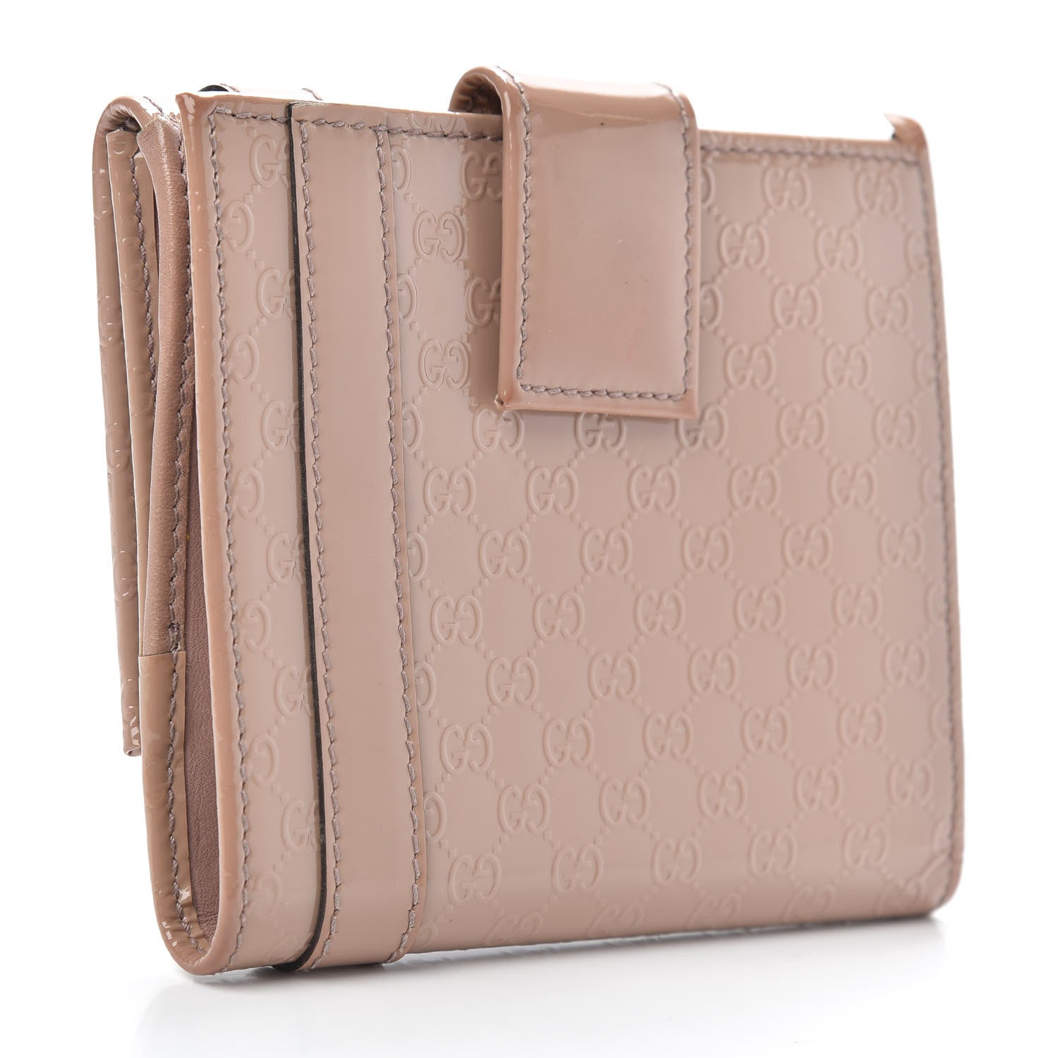 Gucci Patent Microguccissima Nice French Flap Wallet Dark Cipria 3 of 11