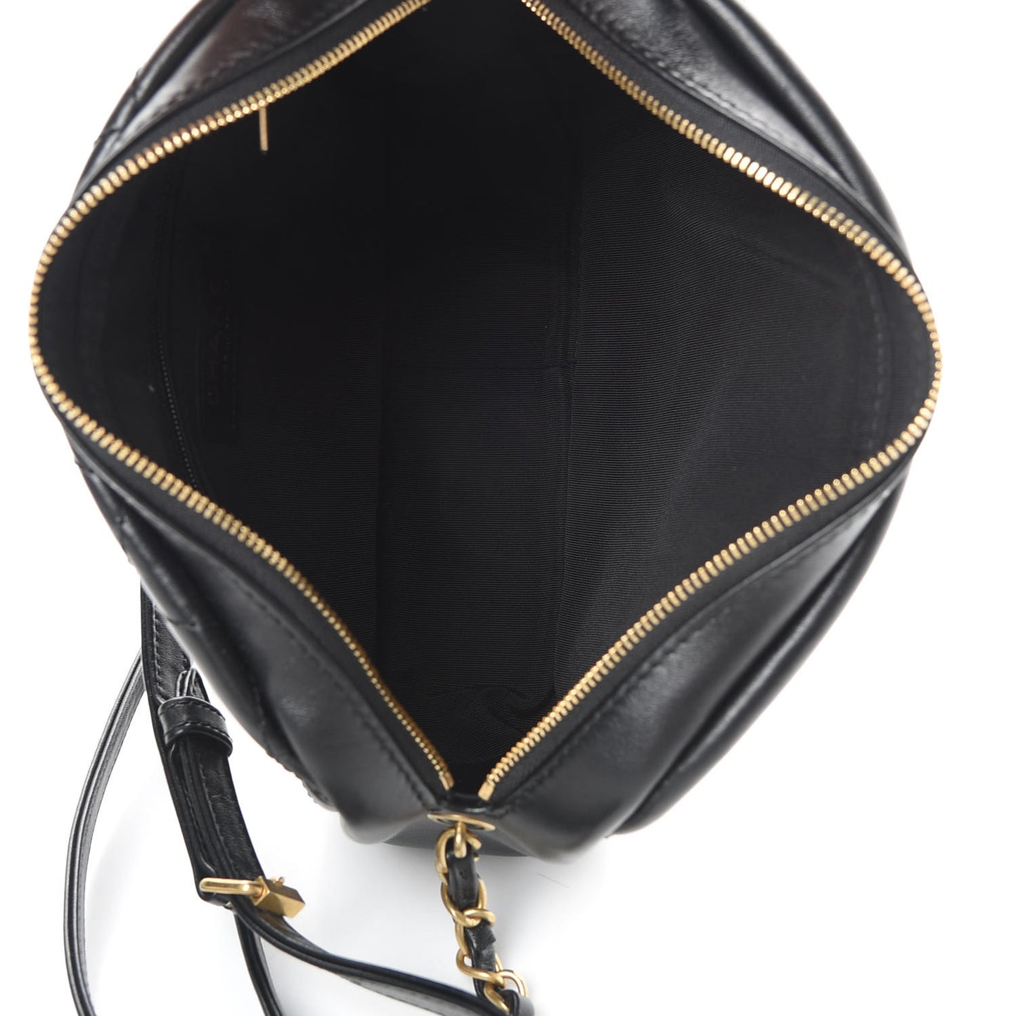 Lambskin Quilted Large Buckle Camera Case Bag Black