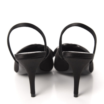 Balenciaga Satin Pointed Toe Knife Slingback Mules 35 Black 5 of 10