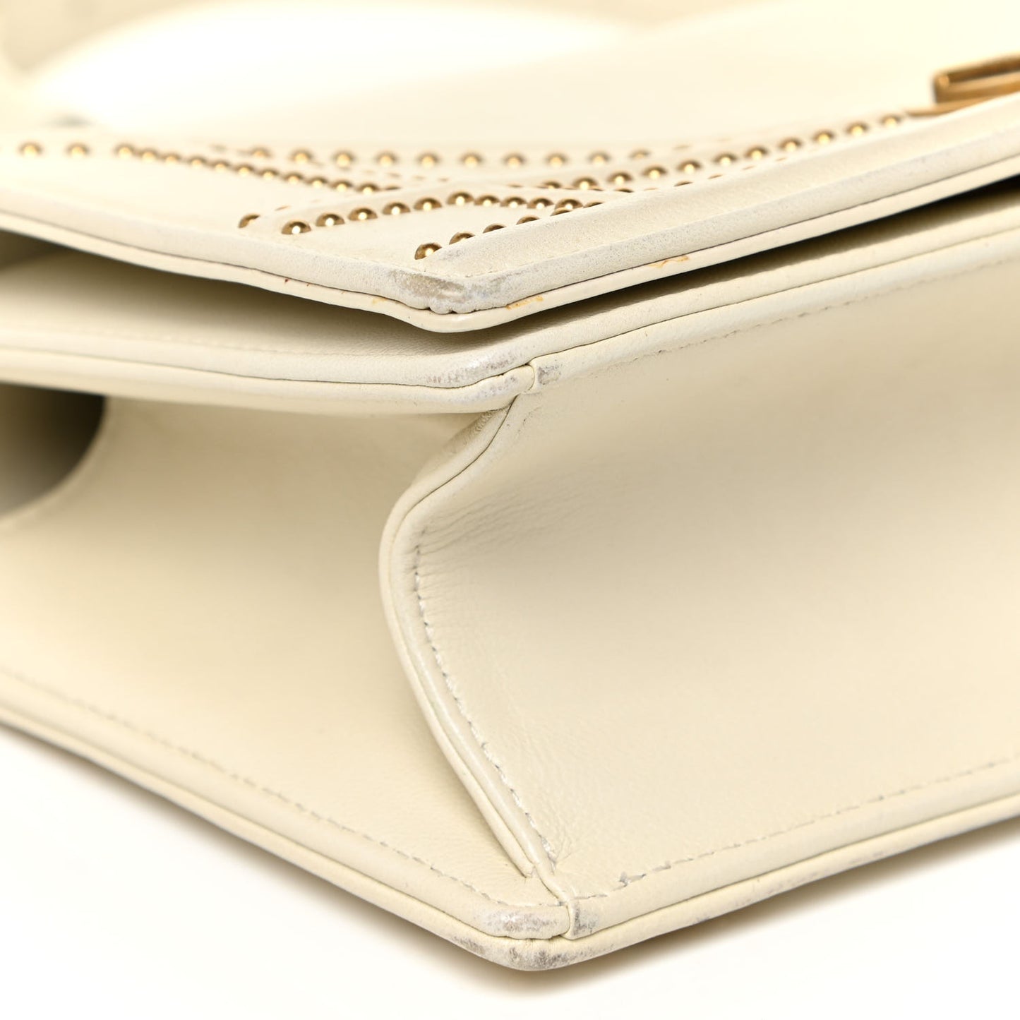 Lambskin Studded Medium Diorama Flap Bag Latte