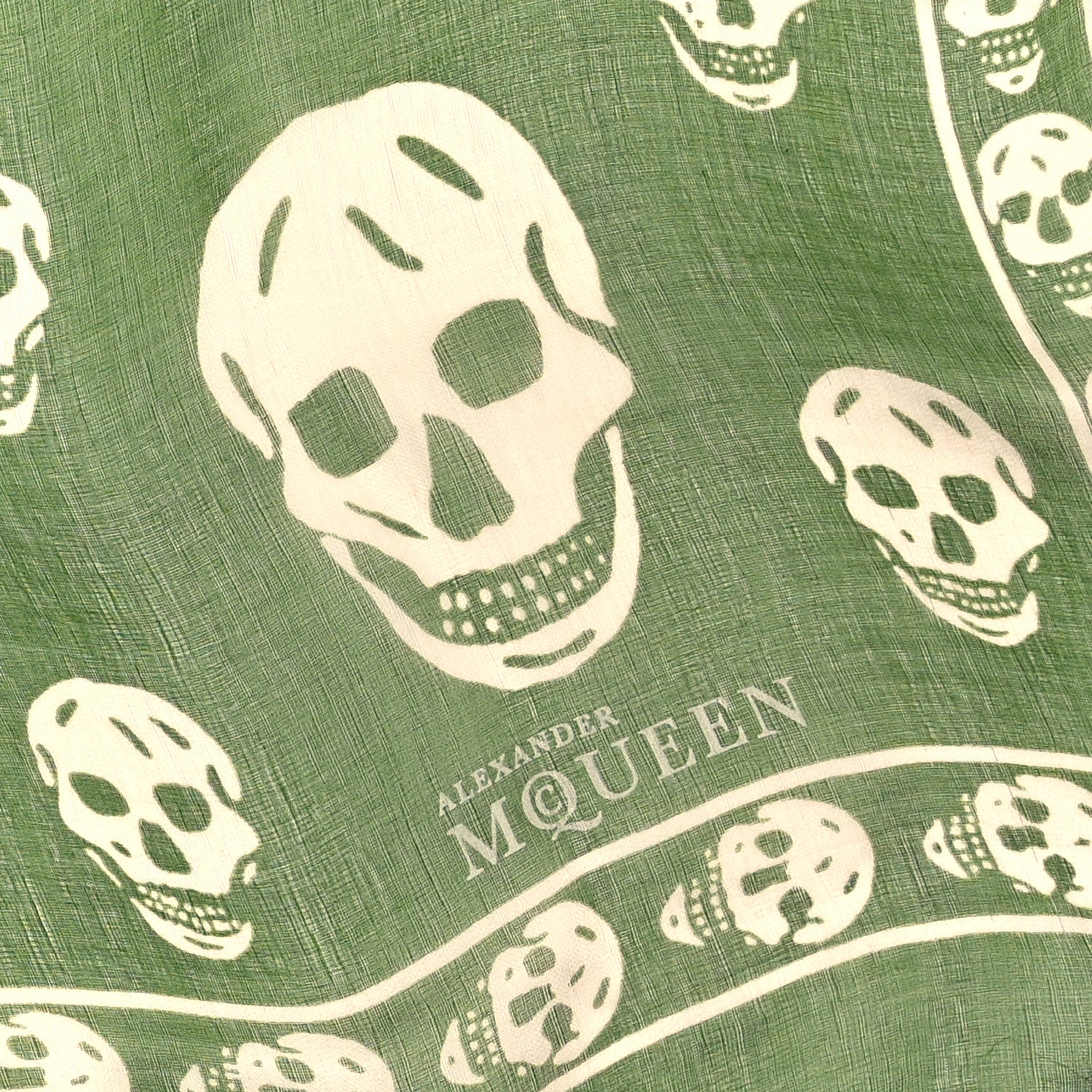 Alexander McQueen Silk Chiffon Skull Scarf Green 2 of 3