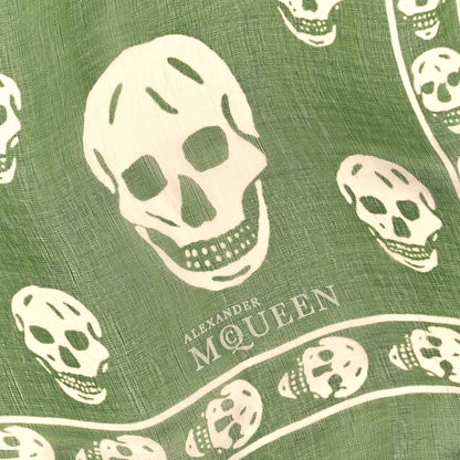 Alexander McQueen Silk Chiffon Skull Scarf Green 2 of 3