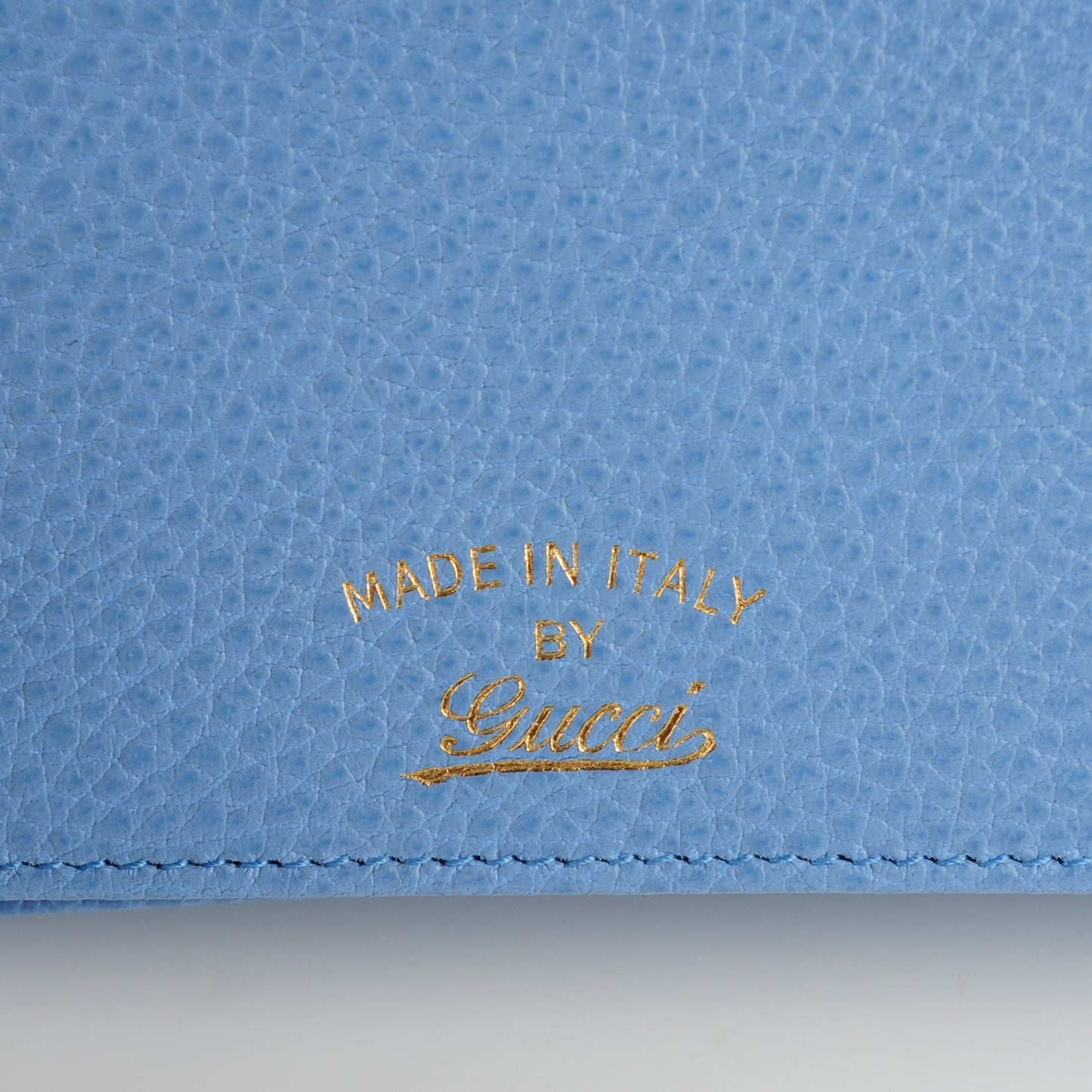 Dollar Calfskin Mini Swing Wallet Bag Mineral Blue