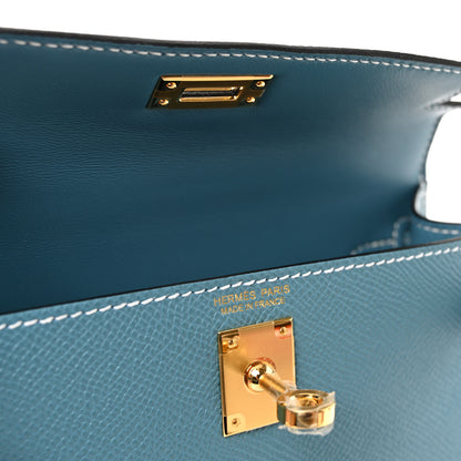Hermes Epsom Mini Kelly Sellier 20 New Blue Jean 6 of 10