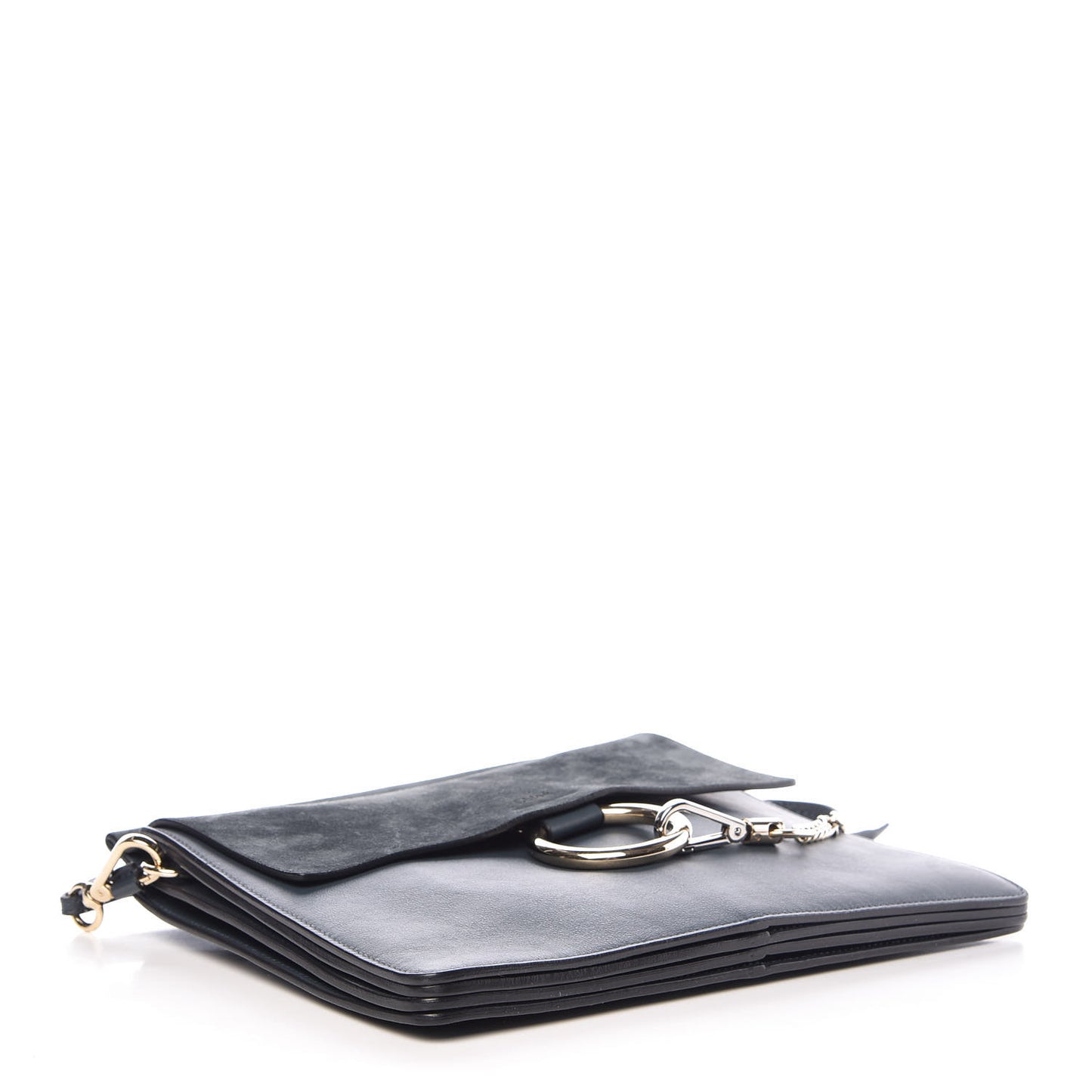 Suede Calfskin Medium Faye Shoulder Bag Silver Blue