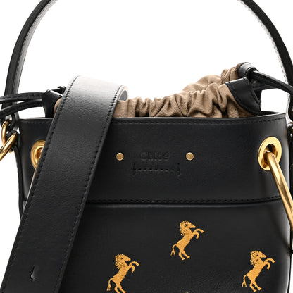 Chloe Smooth Calfskin Little Horses Embroidered Mini Roy Bucket Bag Full Blue 8 of 10
