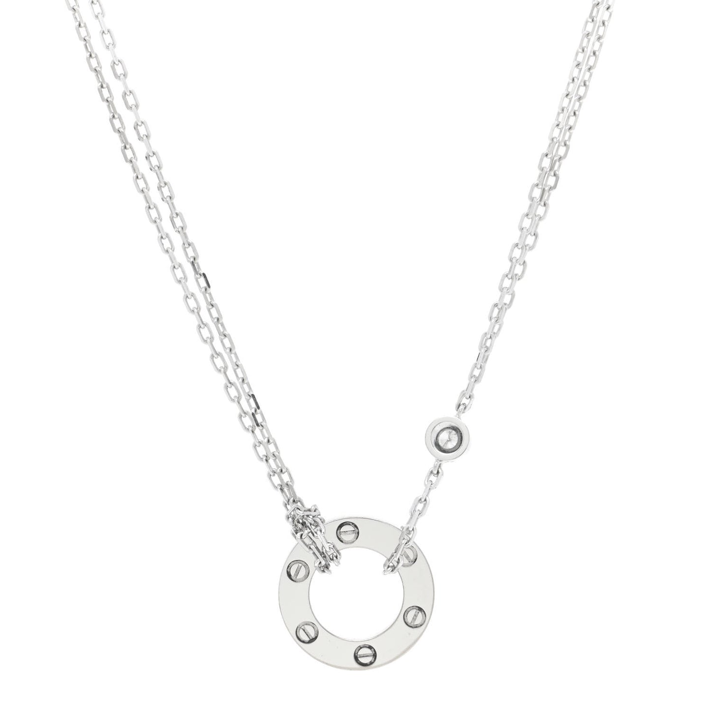 18K White Gold 2 Diamond LOVE Necklace