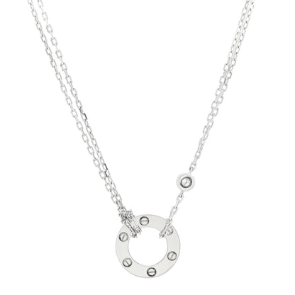 Cartier 18K White Gold 2 Diamond LOVE Necklace 5 of 7