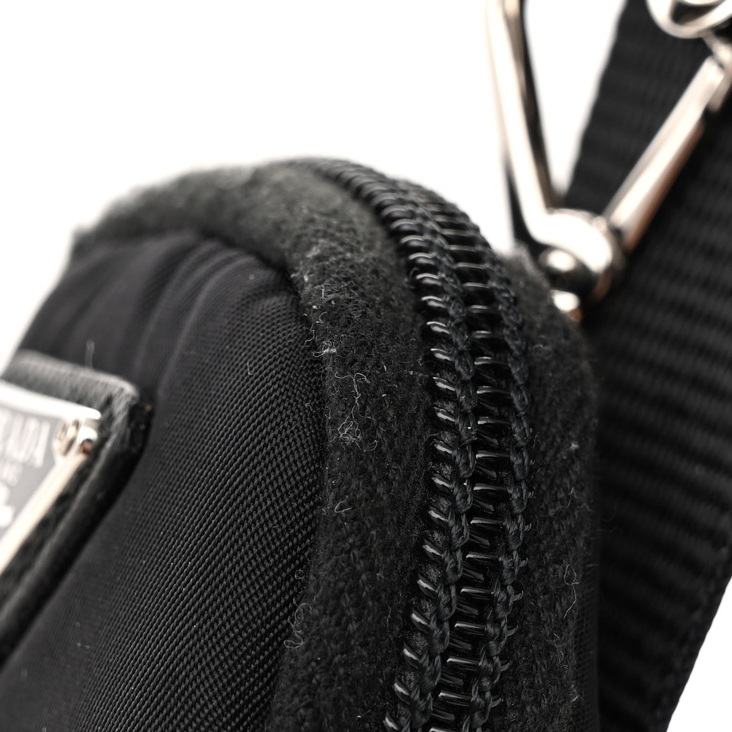 Re-Nylon Vela Saffiano Pocket Double Zip Messenger Bag Black