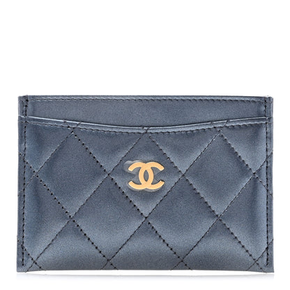 Chanel Metallic Lambskin Quilted Card Holder Dark Blue 1 of 9