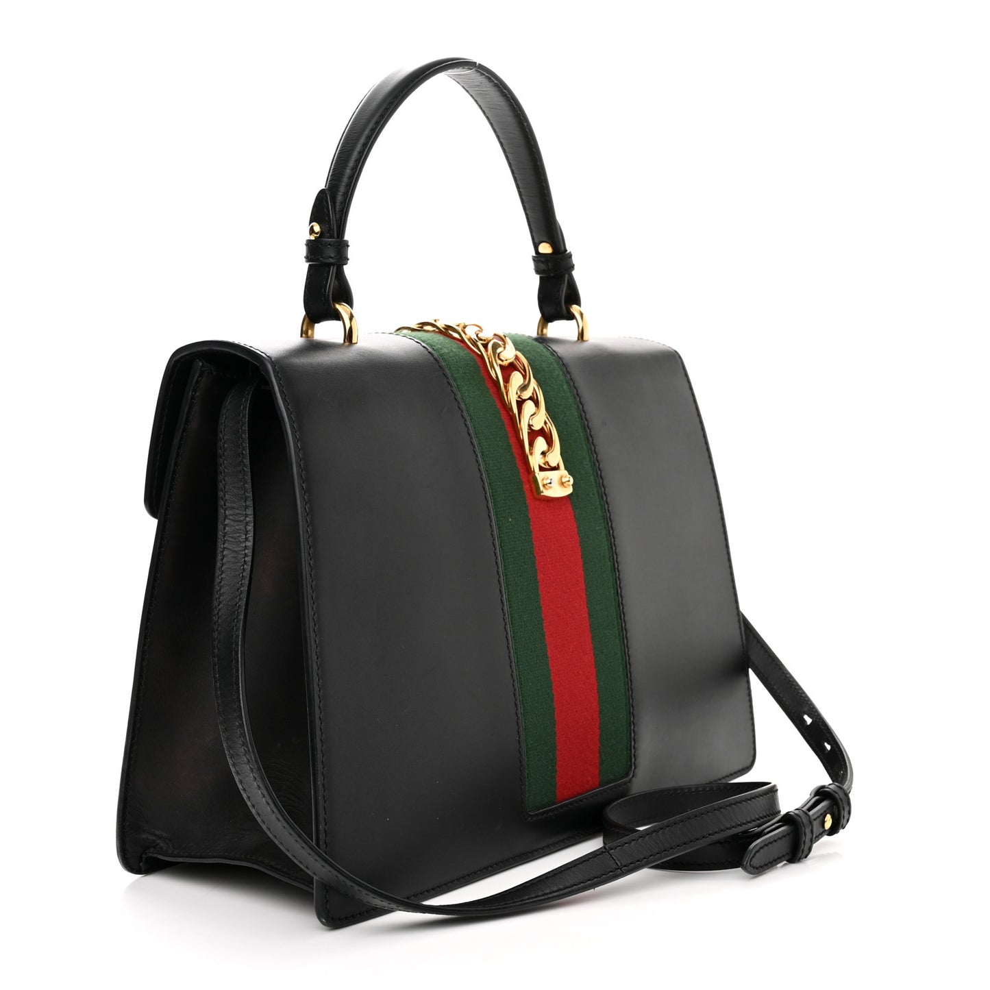 Calfskin Medium Sylvie Top Handle Bag Black