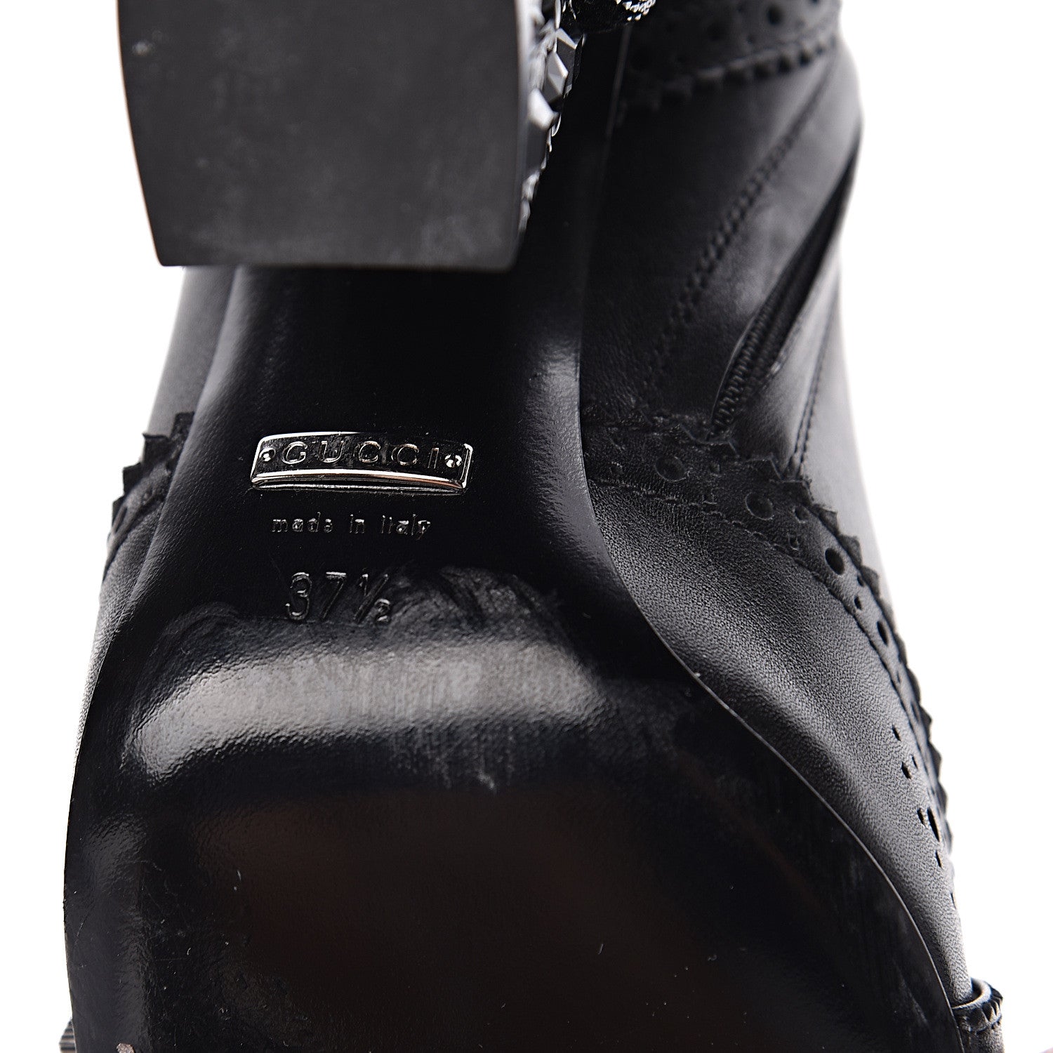 Gucci Calfskin Queercore Brogue Ankle Boots 37.5 Black 6 of 11