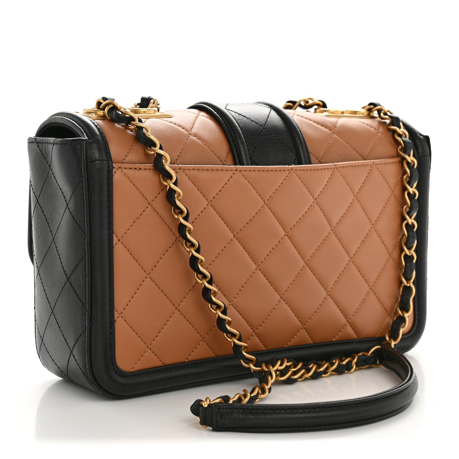 Chanel Lambskin Quilted Medium Elegant CC Flap Dark Beige Black 3 of 14