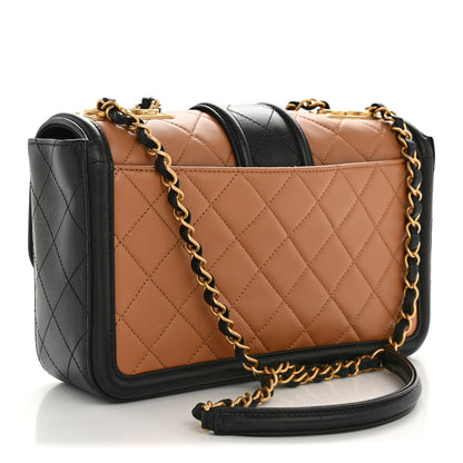 Chanel Lambskin Quilted Medium Elegant CC Flap Dark Beige Black 3 of 14