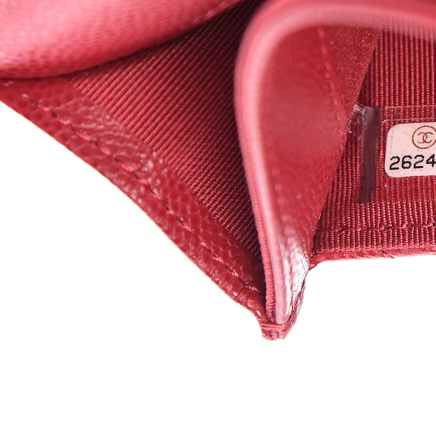 Caviar Quilted Flap Card Holder Red