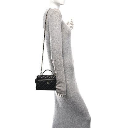 Chanel Caviar Quilted Top Handle Slim Vanity With Chain Black 2 of 10