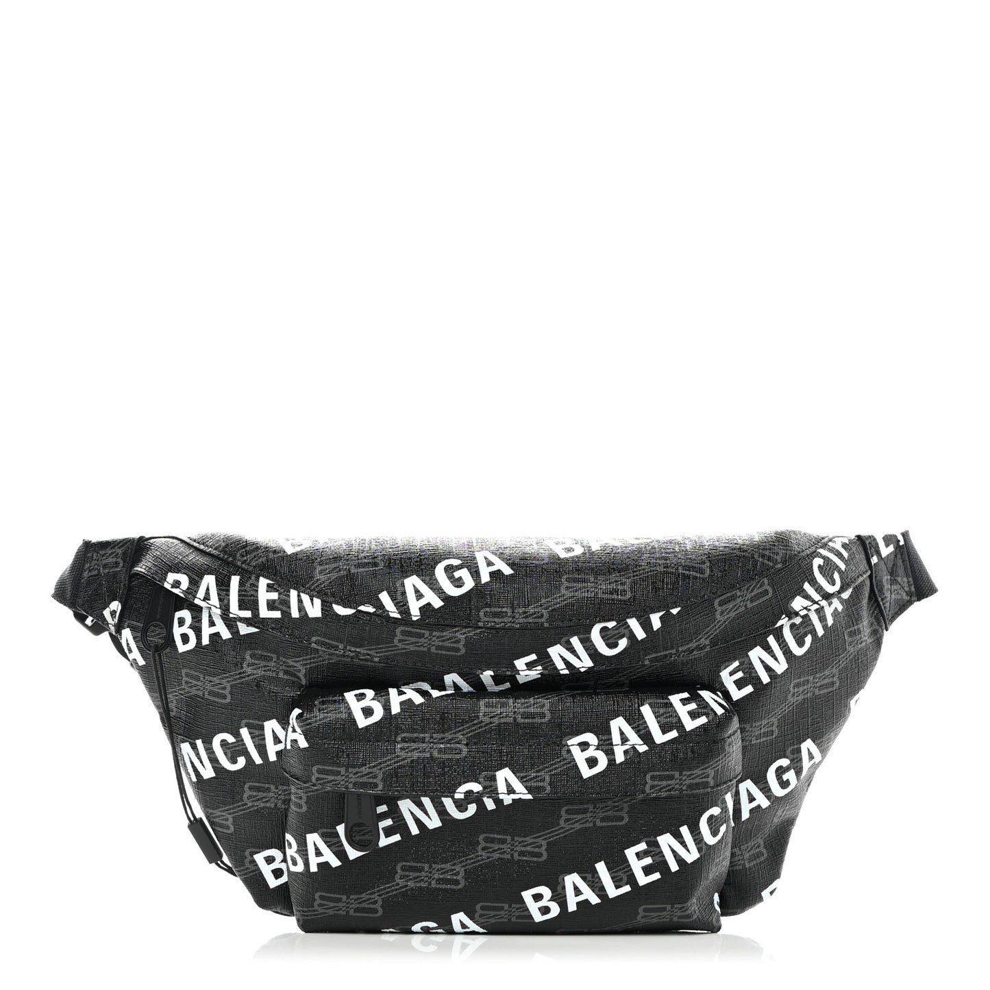 Coated Canvas BB Monogram Allover Logo Medium Signature Beltpack Black Grey White