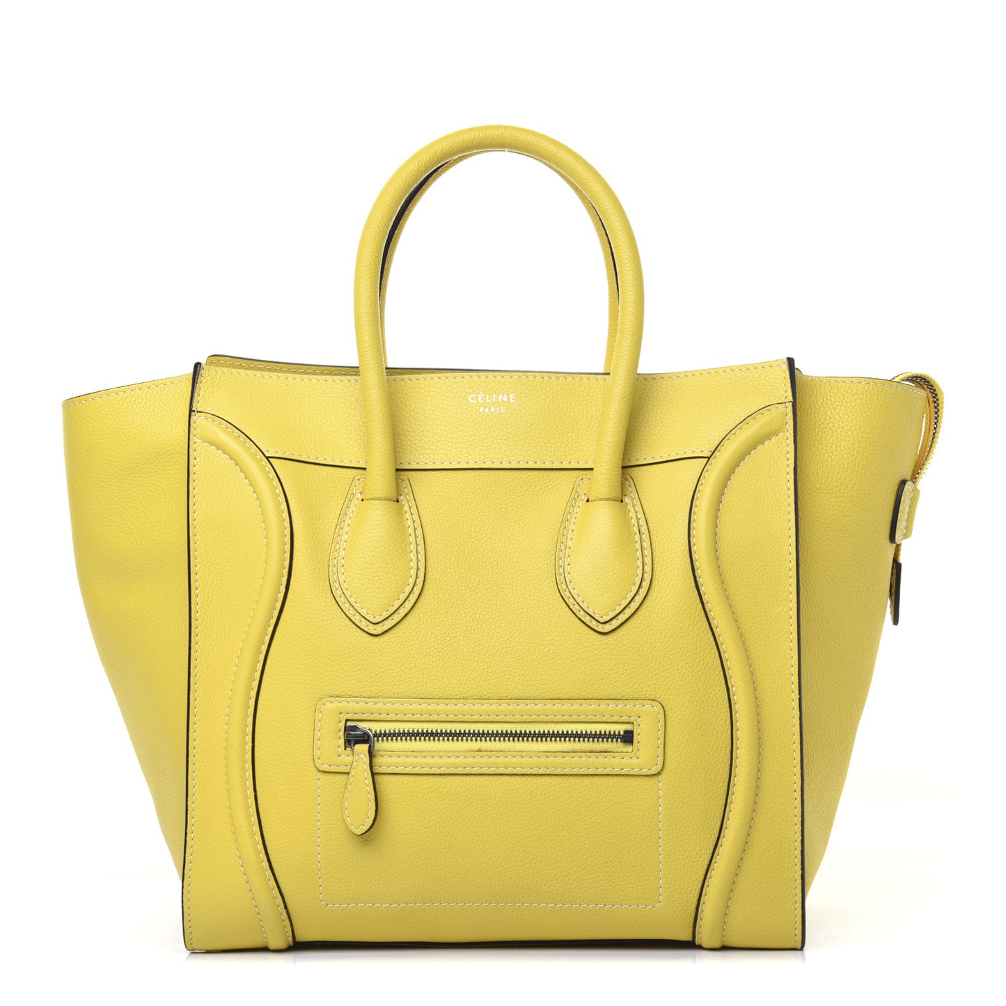 Drummed Calfskin Mini Luggage Citron
