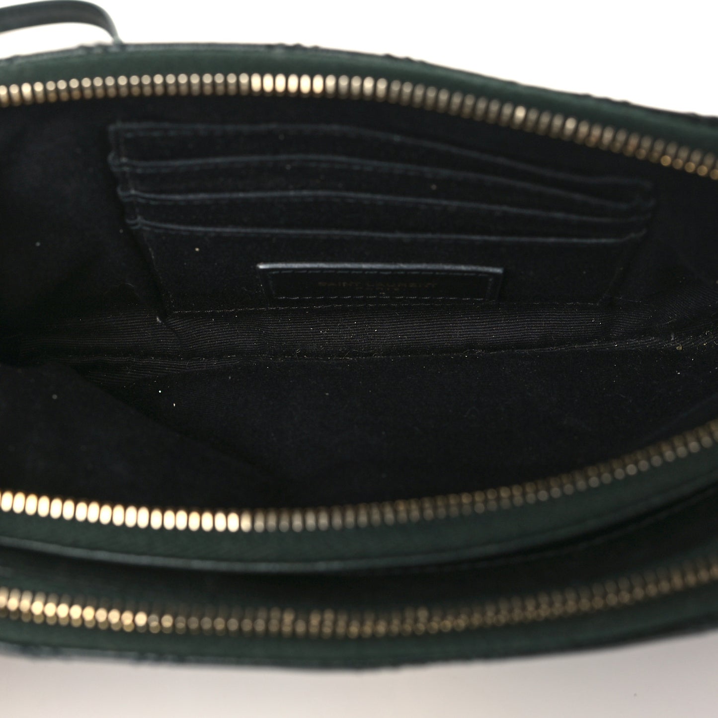 Grained Lambskin Quilted Mini Becky Double Zip Bag Dark Green