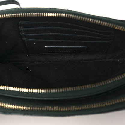 Saint Laurent Grained Lambskin Quilted Mini Becky Double Zip Bag Dark Green 5 of 11