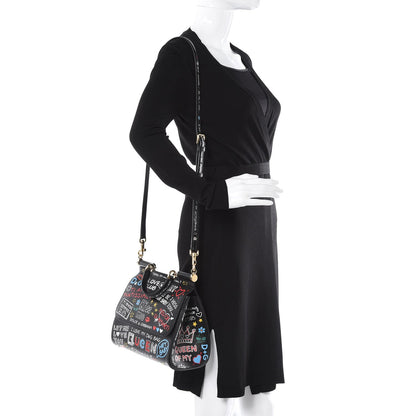 Dolce & Gabbana Dauphine Printed Medium Miss Sicily Satchel Black 2 of 8