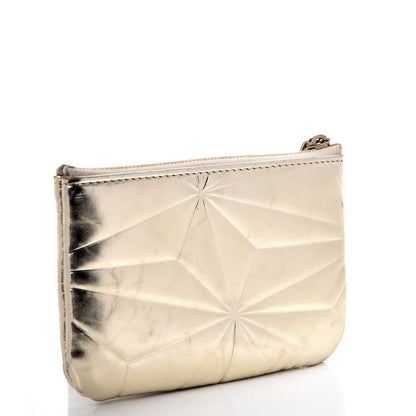 Chanel Metallic Lambskin Embossed Cosmetic Pouch Gold 3 of 8