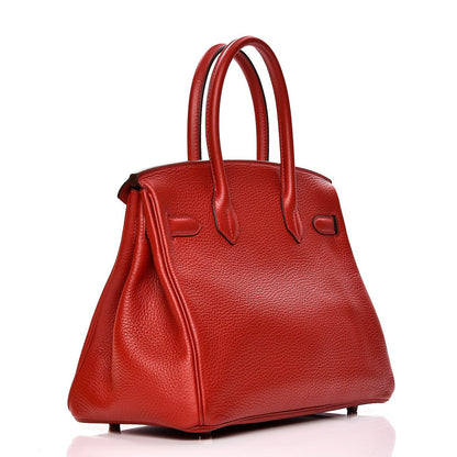 Hermes Taurillon Clemence Birkin 30 Rouge Casaque 3 of 33