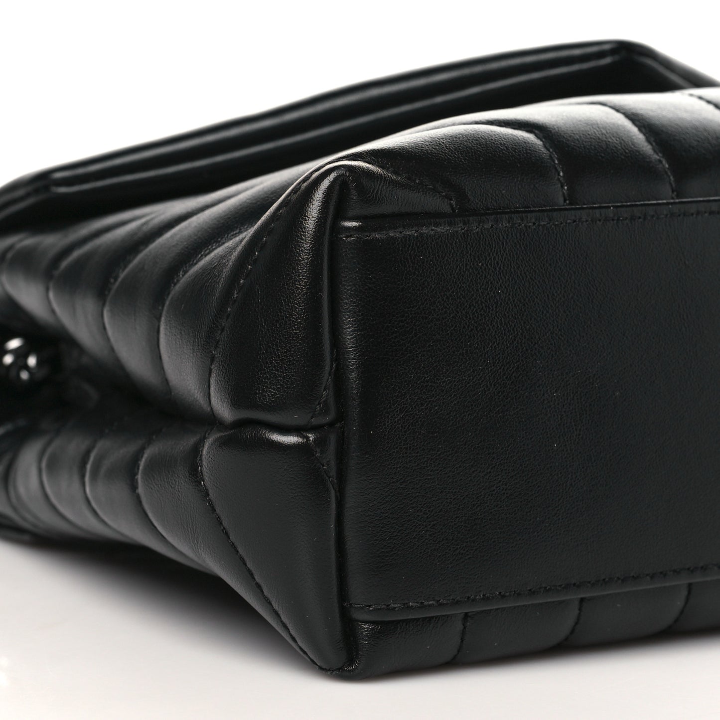 Calfskin Y Quilted Monogram Monochrome Small Loulou Chain Satchel Black