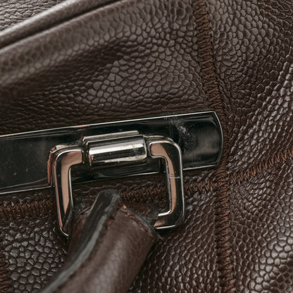 Chanel Caviar Square Stitched Large Satchel Dark Brown 14 of 16