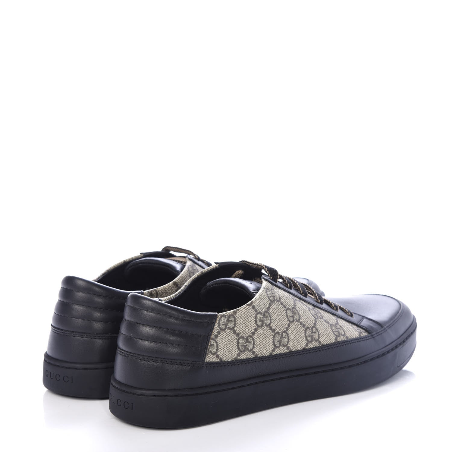 Gucci GG Supreme Monogram Mens Low Top Sneakers 9 Black Beige Ebony 4 of 11