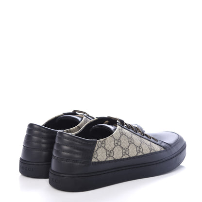 Gucci GG Supreme Monogram Mens Low Top Sneakers 9 Black Beige Ebony 4 of 11