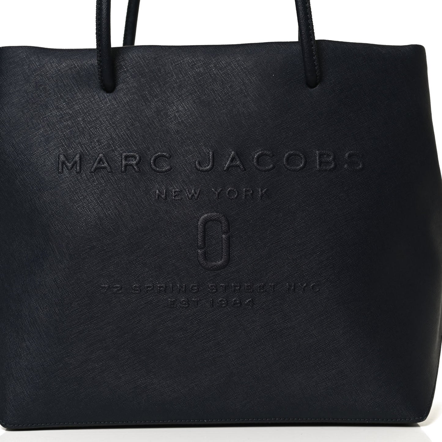 Calfskin Embossed Logo East West Shopper Tote Navy