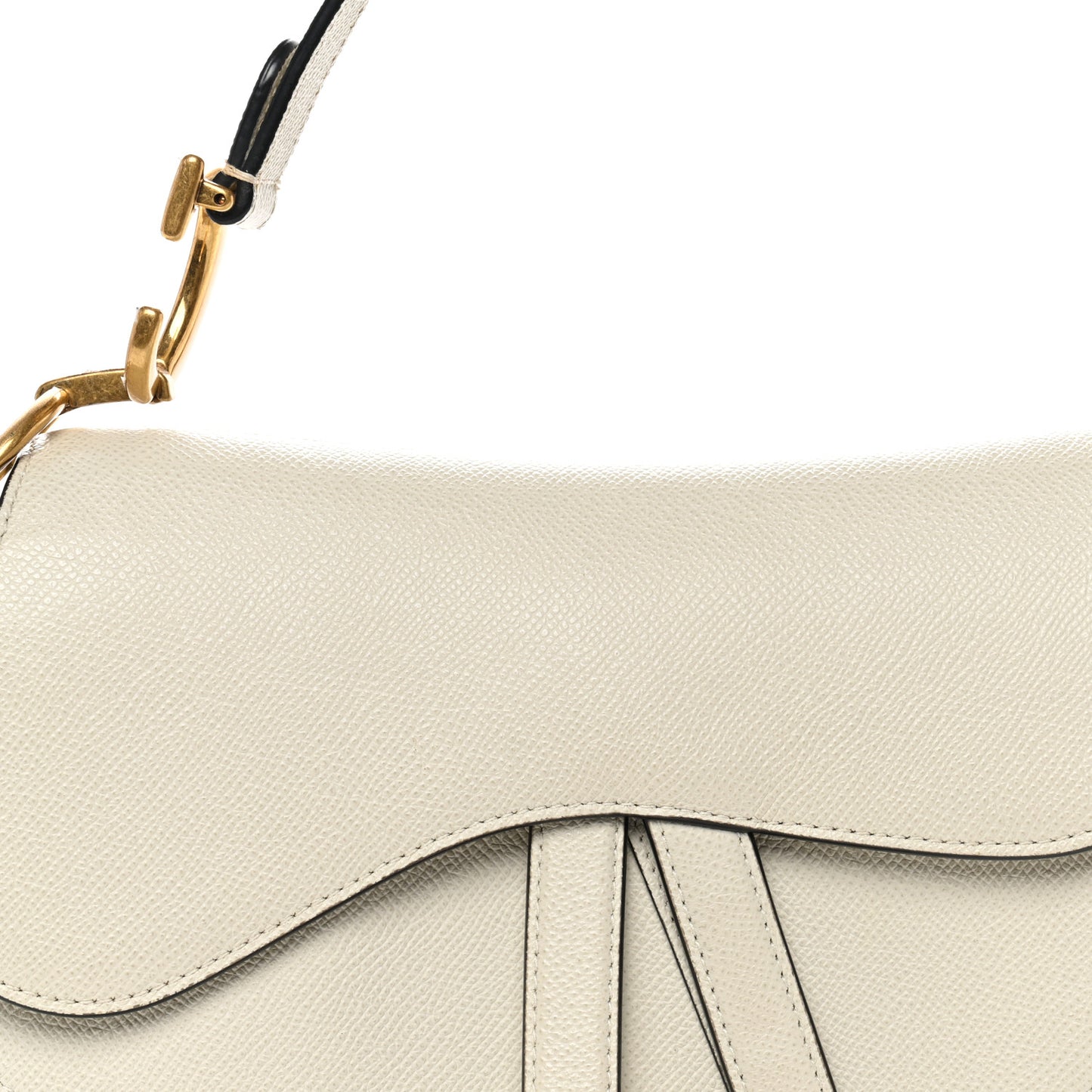Grained Calfskin Saddle Bag White