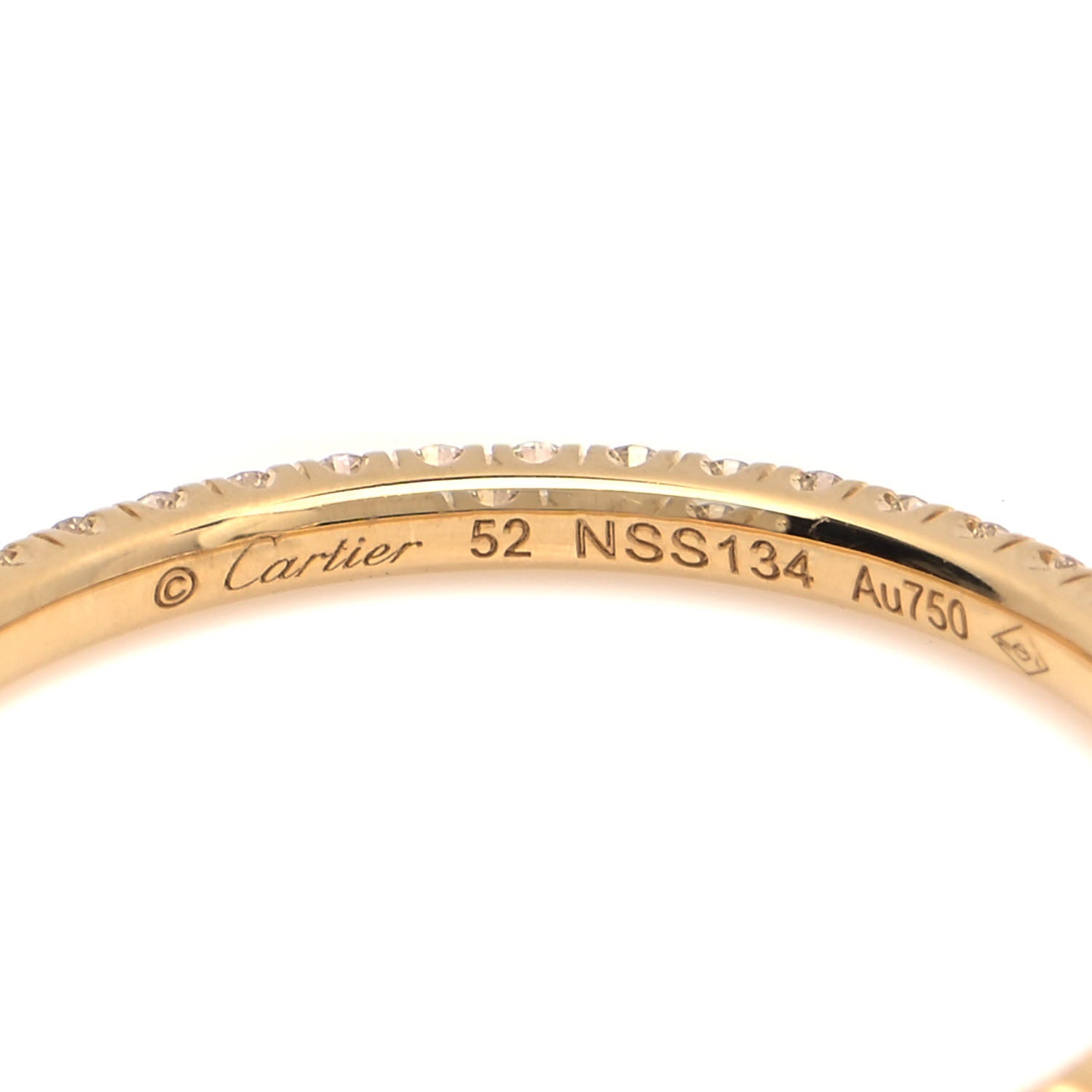Cartier 18K Yellow Gold Diamond 2mm Etincelle de Cartier Wedding Band Ring 52 6 4 of 5