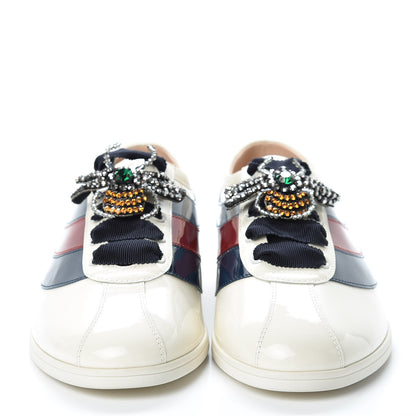 Gucci Patent Calfskin Crystal Womens Web Falacer Sneakers 40 White 2 of 14