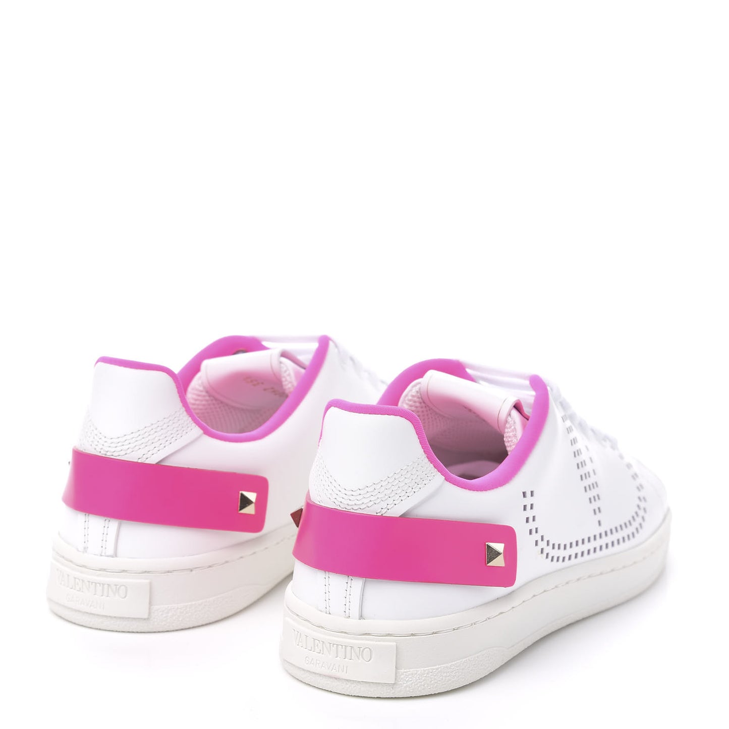 Calfskin Womens Backnet Sneakers 35.5 White Fuchsia