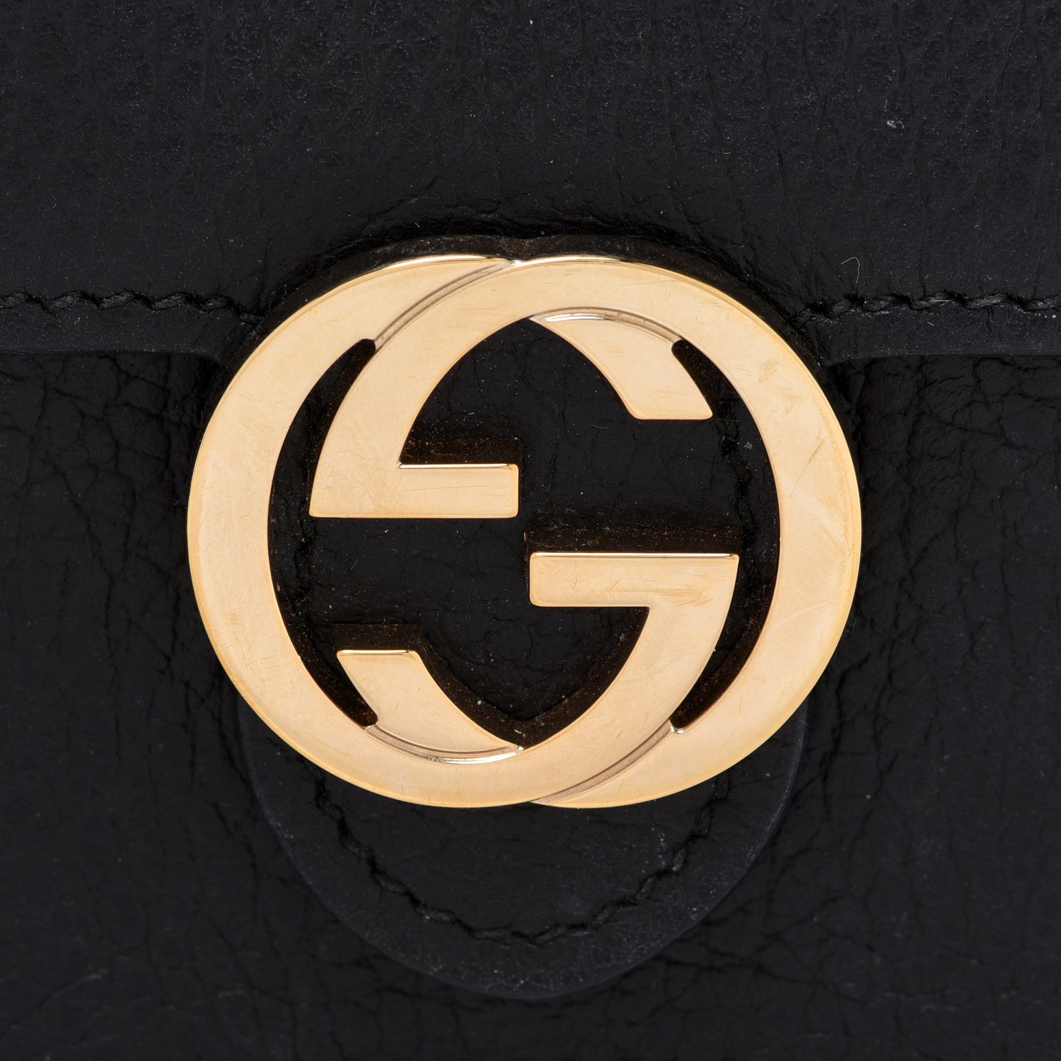 Gucci Dollar Calfskin Interlocking G Chain Wallet Black 7 of 12
