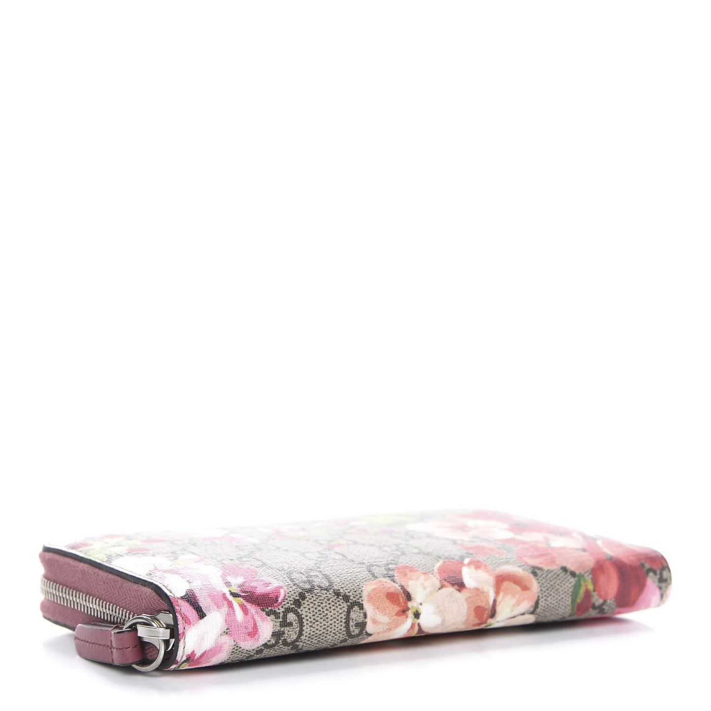 GG Supreme Monogram Blooms Zip Around Wallet Beige Multicolor Dry Rose