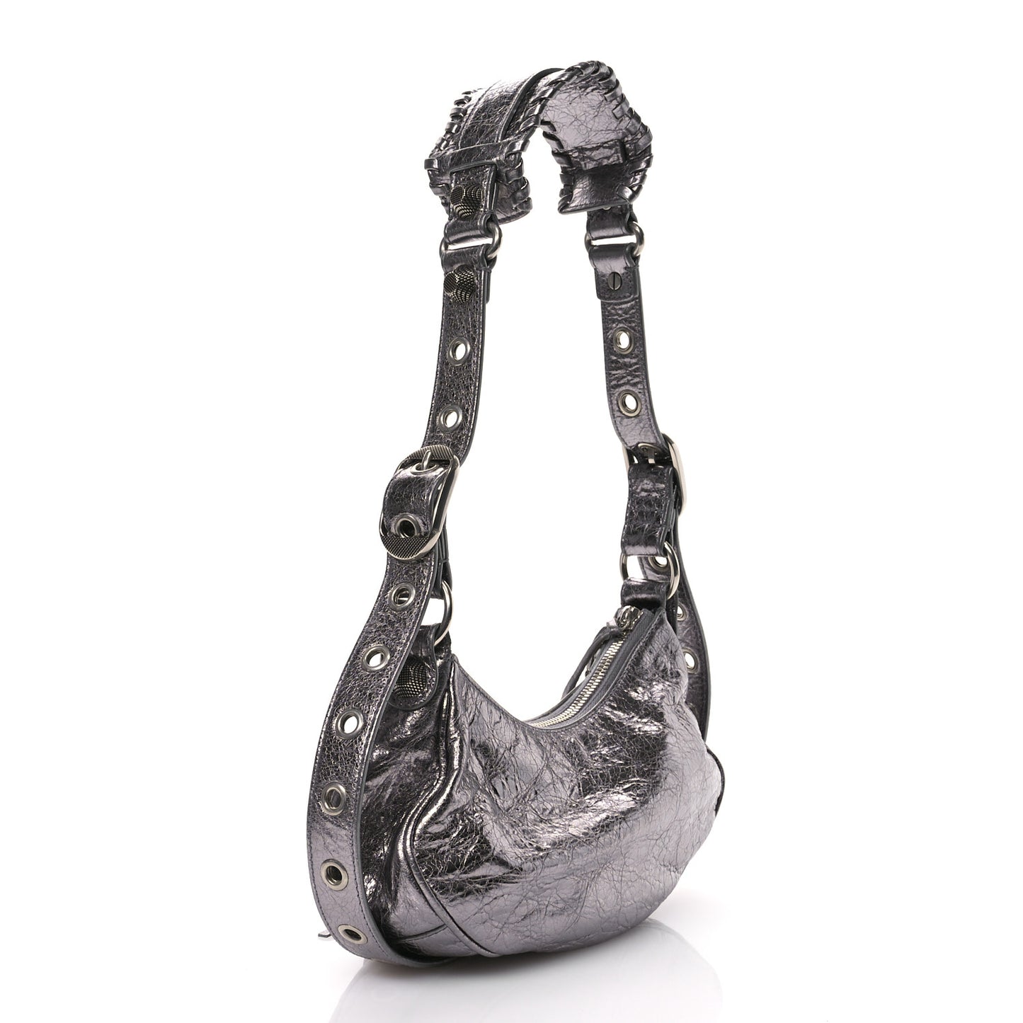 Metallic Agneau Arena Le Cagole Shoulder Bag XS Silver