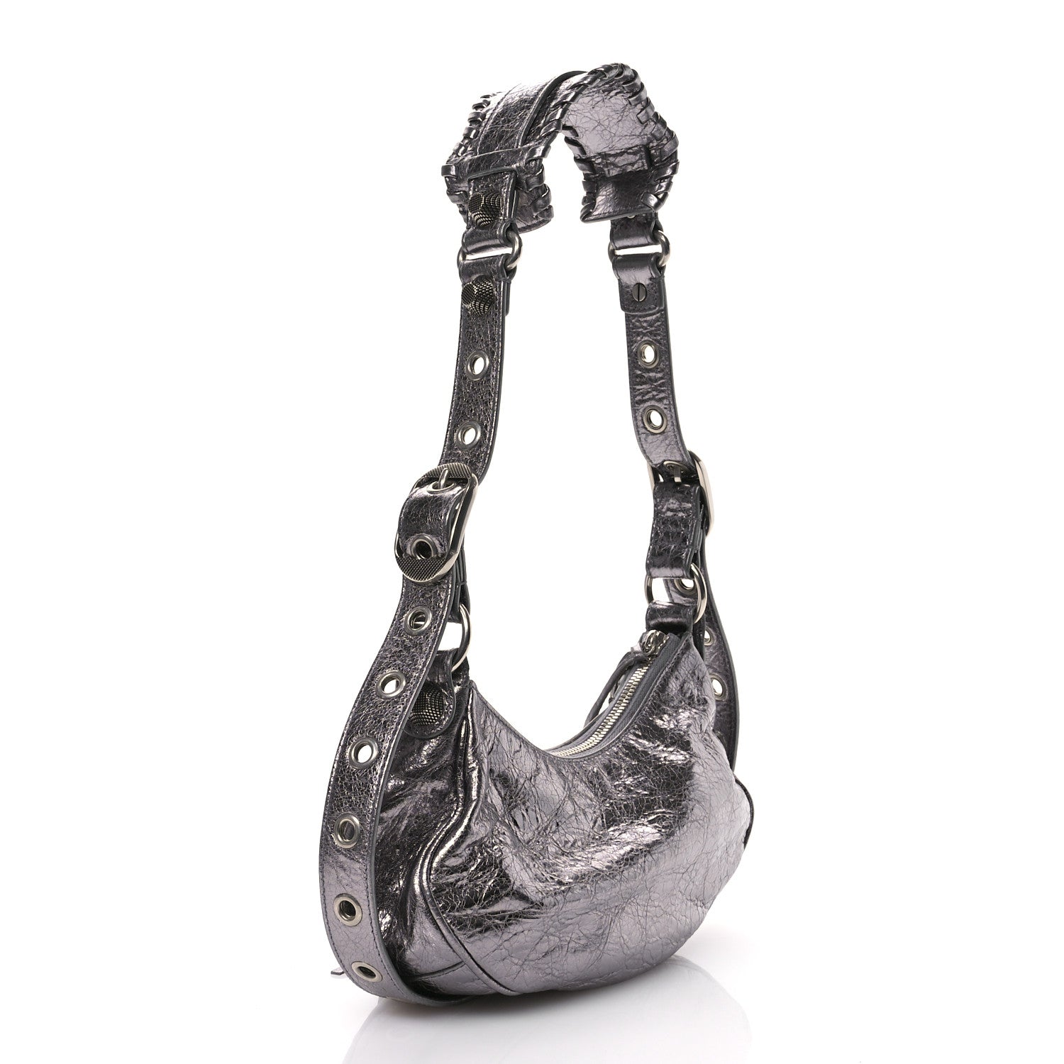 Balenciaga Metallic Agneau Arena Le Cagole Shoulder Bag XS Silver 4 of 12