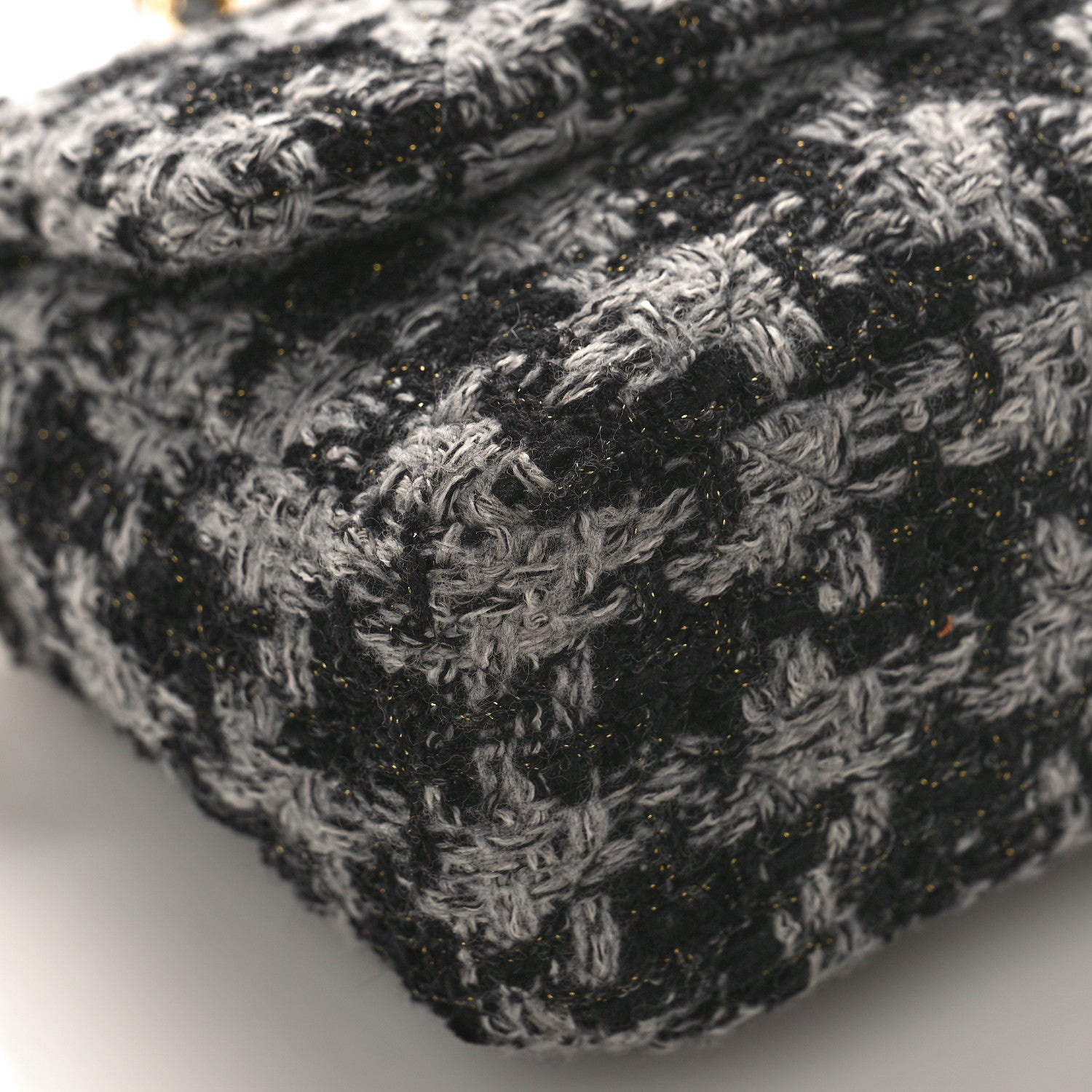 Chanel Wool Tweed Quilted Small Elegant Chain Flap Black Grey 8 of 9