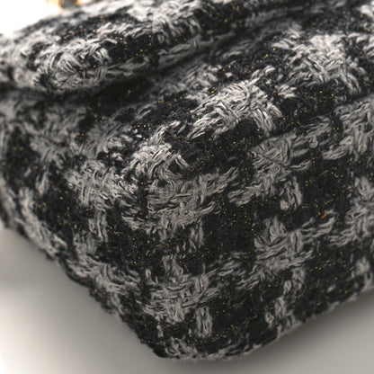 Chanel Wool Tweed Quilted Small Elegant Chain Flap Black Grey 8 of 9