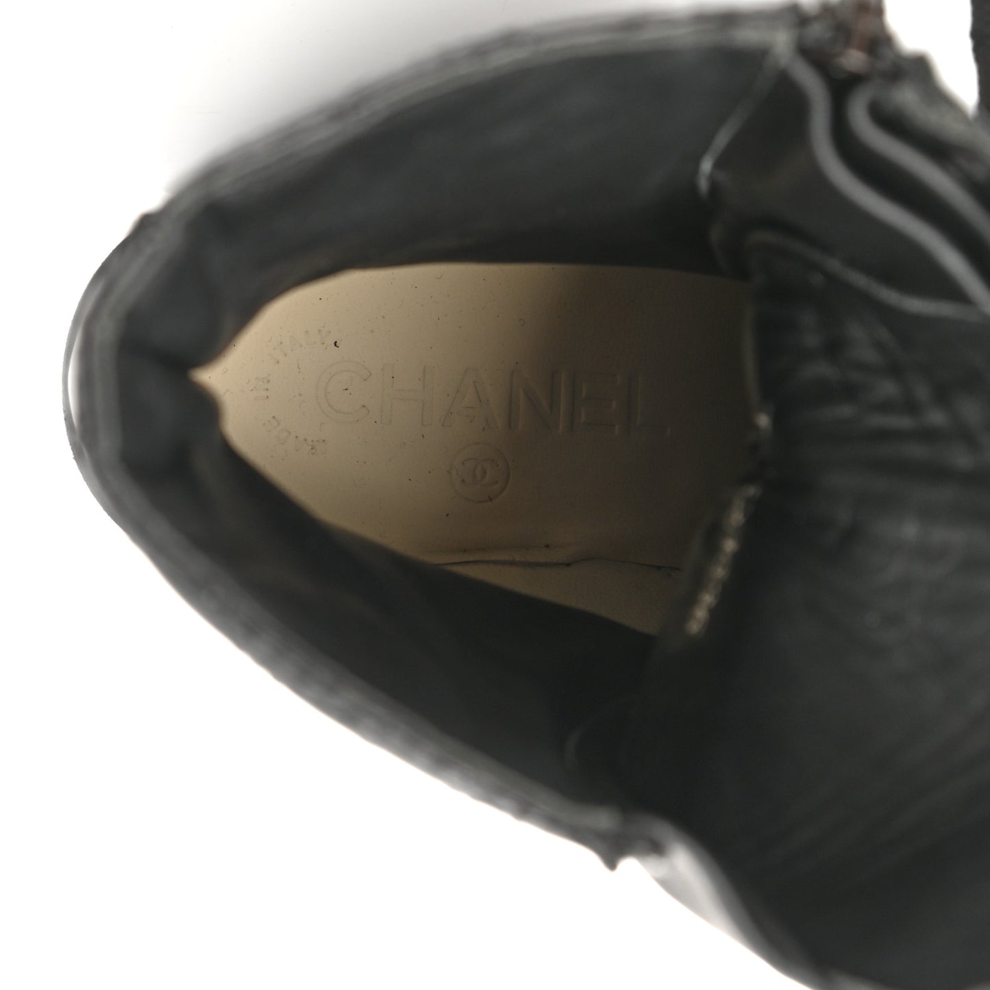 Calfskin Quilted Lace Up Combat Boots 37.5 Black