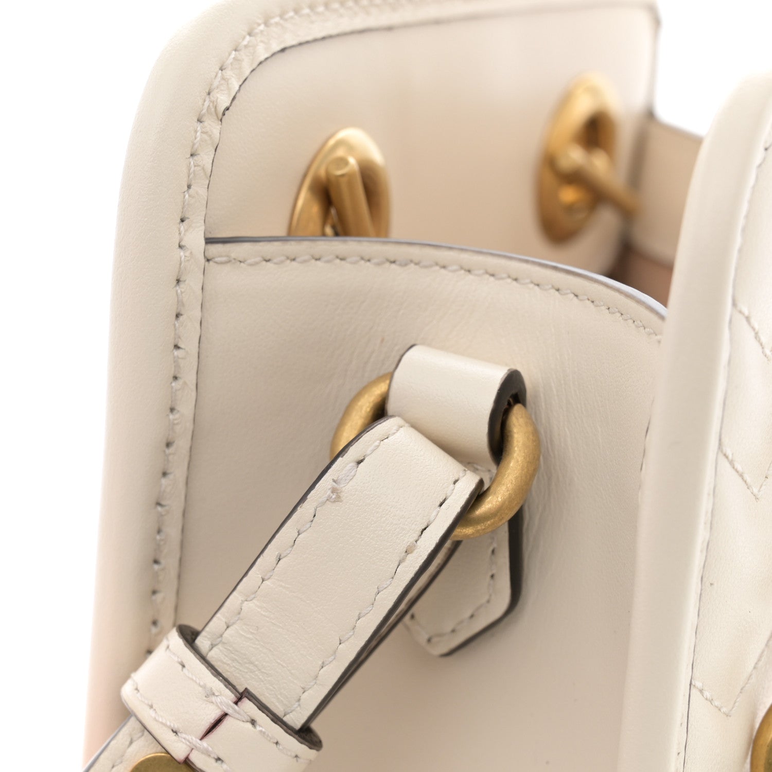 Gucci Calfskin Matelasse Chevron Mini GG Marmont Tote Mystic White 13 of 14